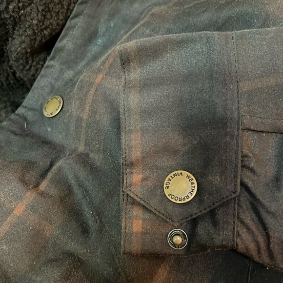 Weatherproof Vintage brown plaid waxed canvas field jacket sherpa Medium NEW - Picture 6 of 6